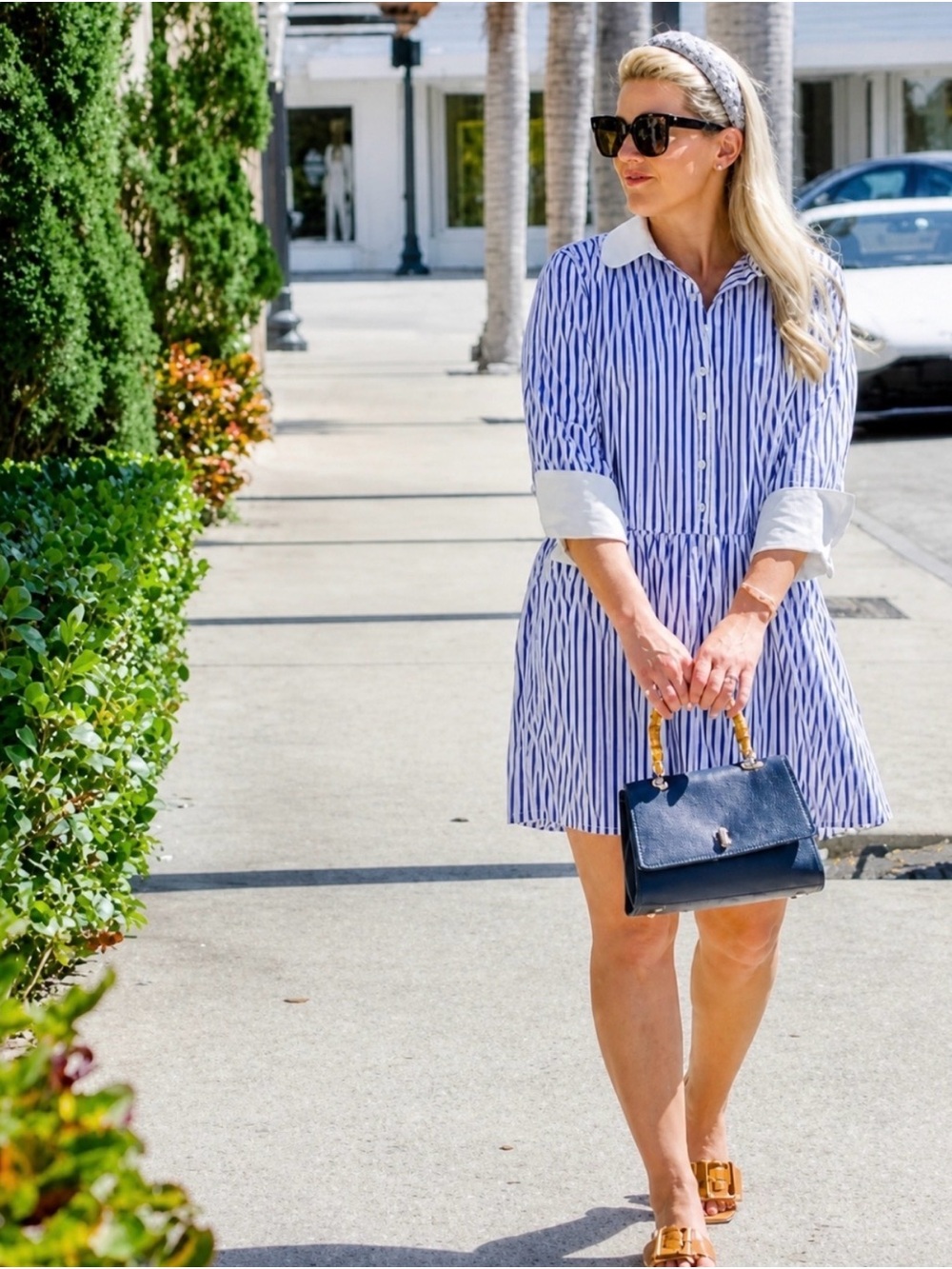 Tuckernuck Striped Blue Shirt Hayes Dress with White Collar Size XS